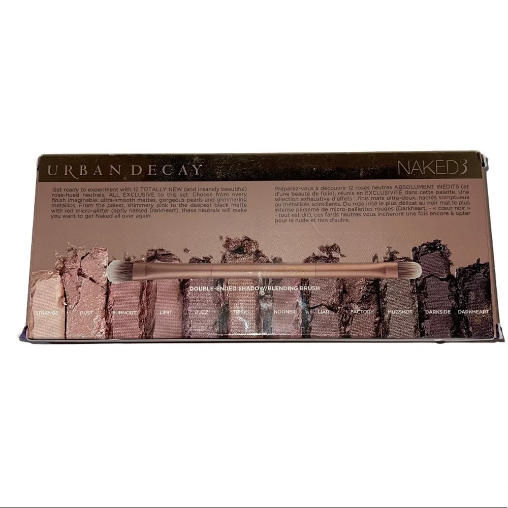 URBAN DECAY Naked3 12 Color Eyeshadow Palette with Double-Sided Brush NWT